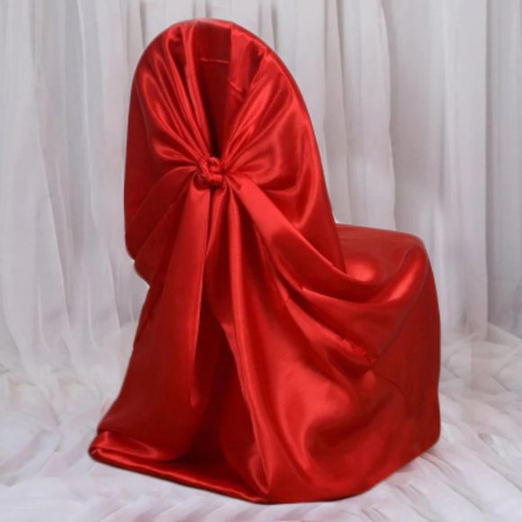 Red Universal Satin 300 Chair Cover - Picture 3 of 3